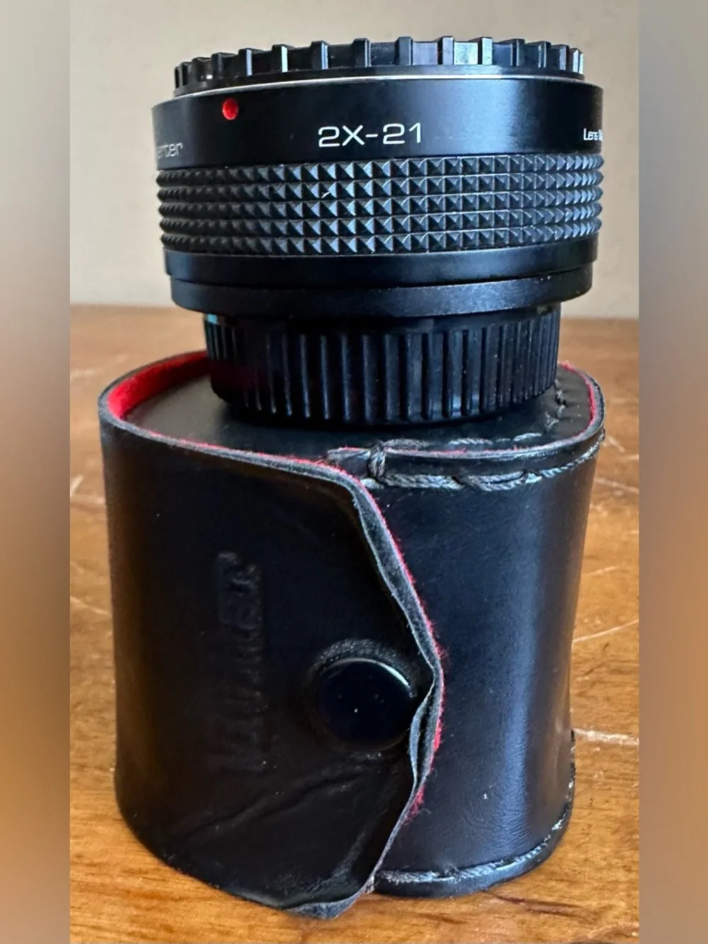 Vivitar 2x Tele Converter MC OM 2X-21 Camera Lens w/ Leather Case Caps Japan